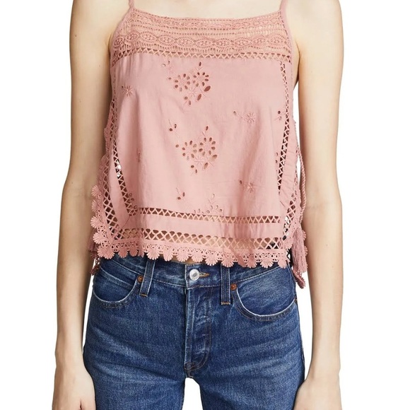 Free People Tops - Free People Garden Party Cami Size Small Women Eyelet Blush Lace Camisole